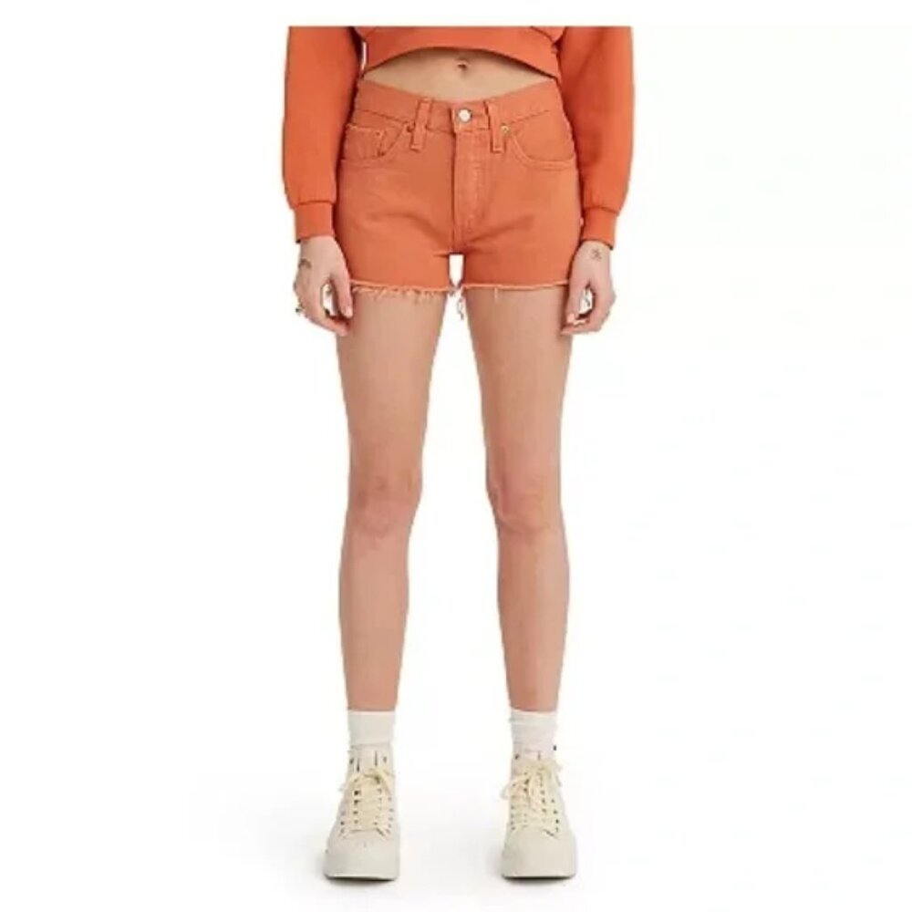 LEVI'S Women's 501 Original Shorts Button Fly Orange size 30 Inseam 2"